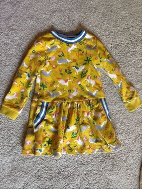 Mini Boden Yellow horse Print sweatshirt Dress